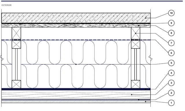 CAD detail ISO-ACO-03: Flat roof on a timber structure