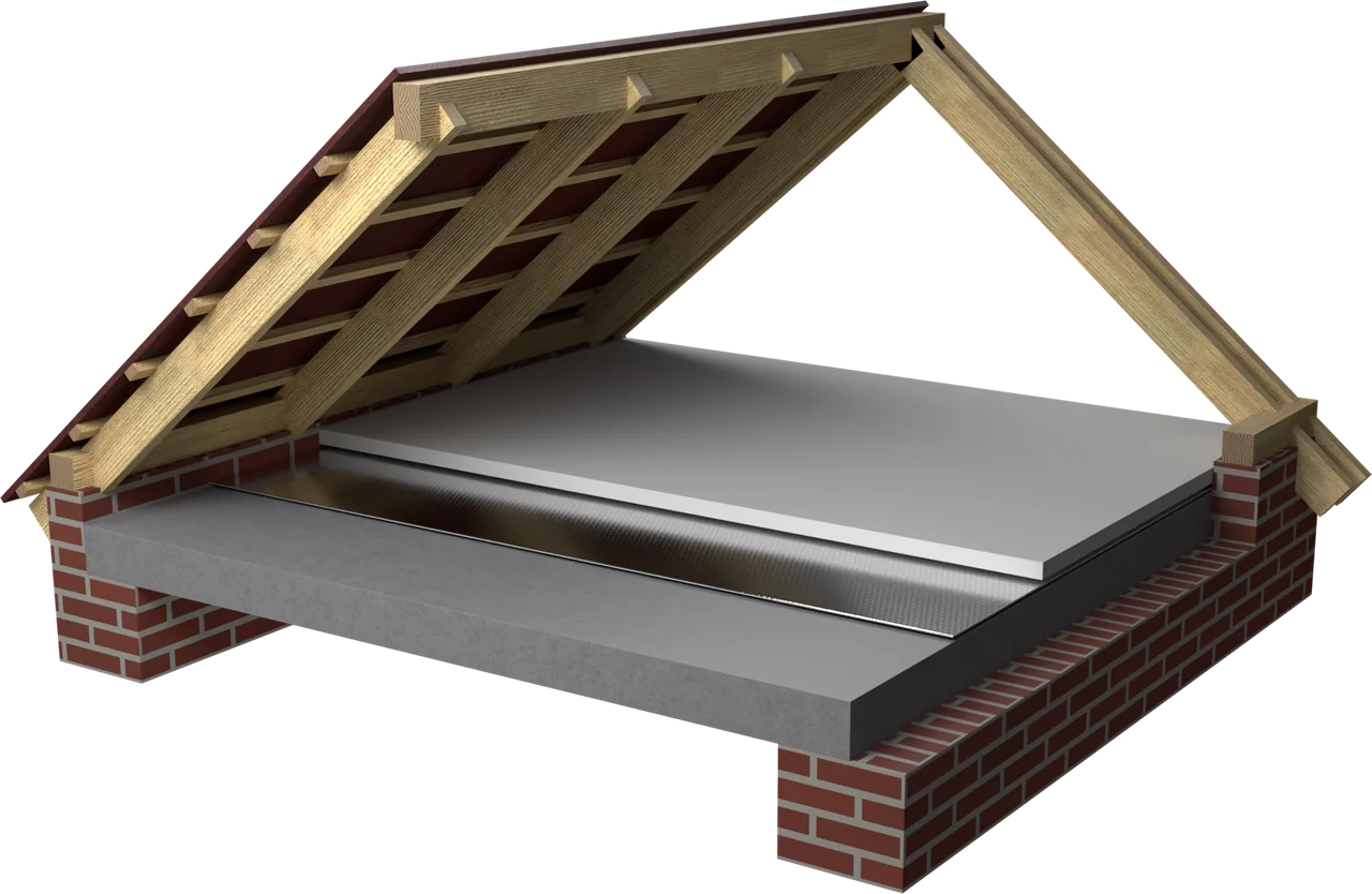 Rendu 3D : la dalle en béton des combles perdus, sans plancher praticable