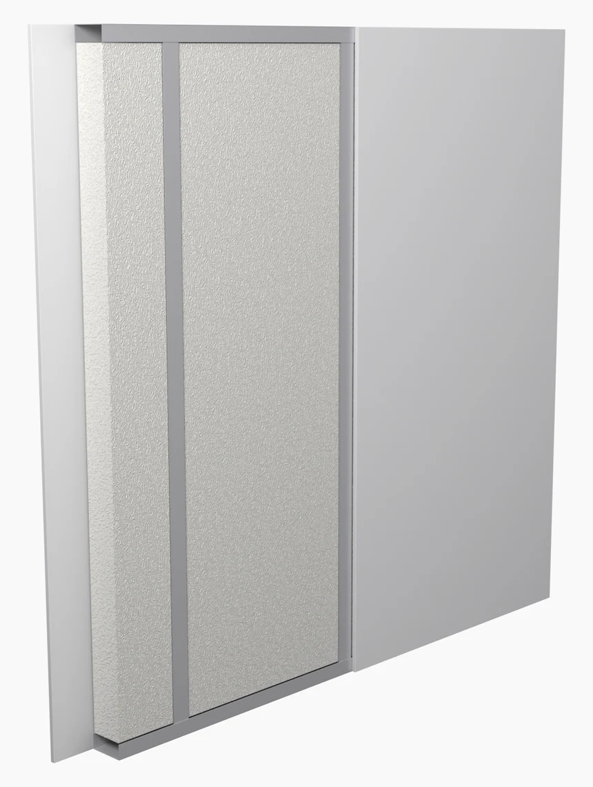 Rendering of the application: partition wall on metal profiles, with Wolle 10 cm