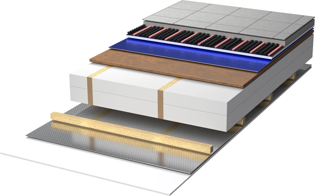 Rendering of the application: Insulating the intermediate floor between storeys