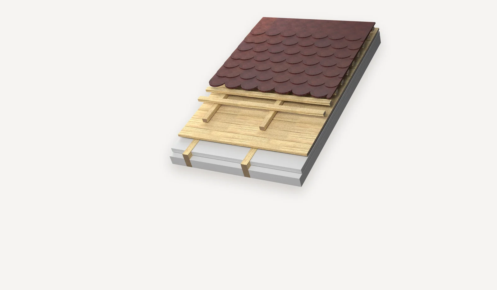 Installation, step 1: the roof and the insulation between the rafters
