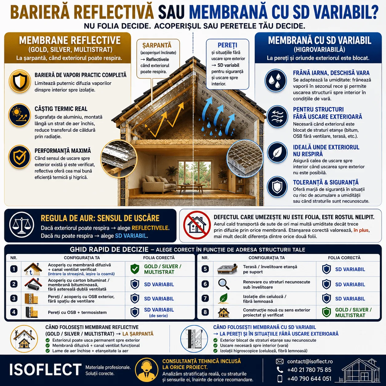 Où utiliser les membranes Gold. Silver ou Multistrat et où celles à SD variable ?