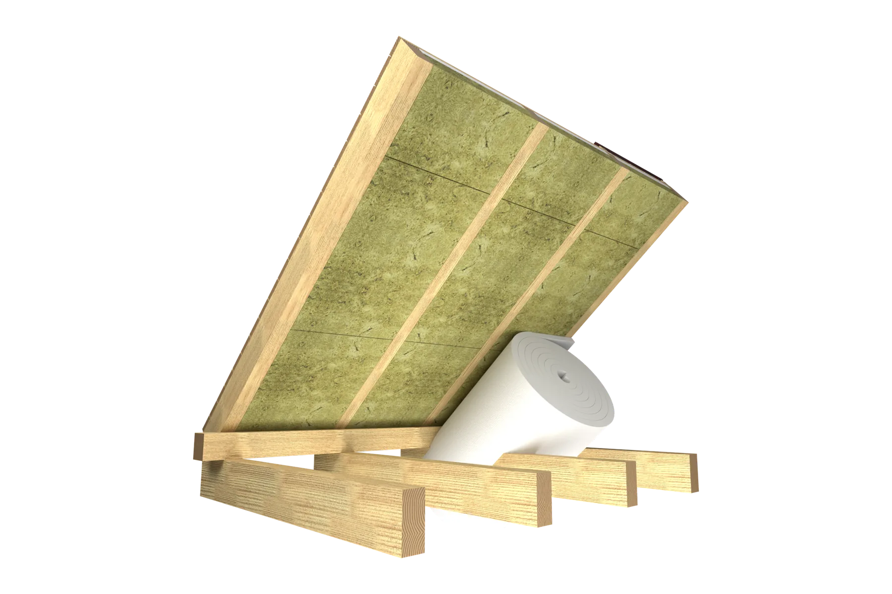 Installation, step 2: the roll, beneath the rafters